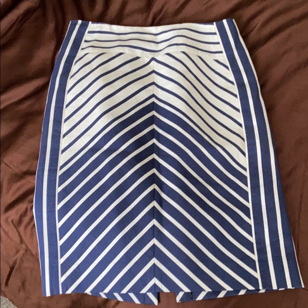 J.Crew Navy and White Pencil Skirt